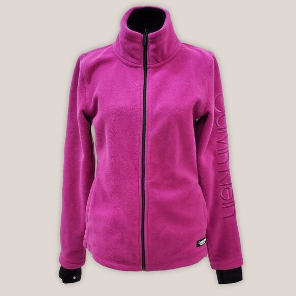 Calvin Klein Performance Fleece Jacket | Pink Coat with Thumbholes - Picture 1 of 4